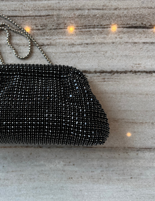 Crystal Pouch with Chain — Black