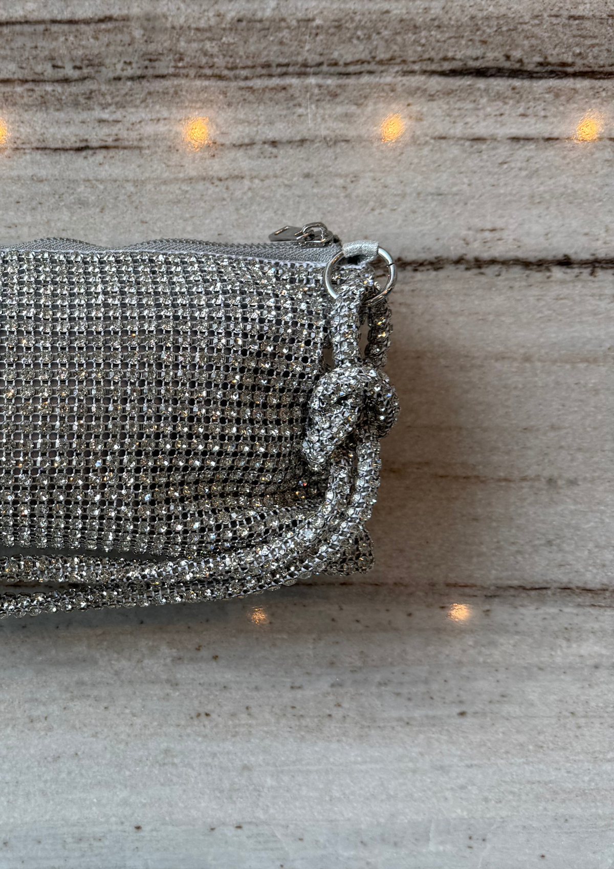 Knotted Crystal Pouch — Silver