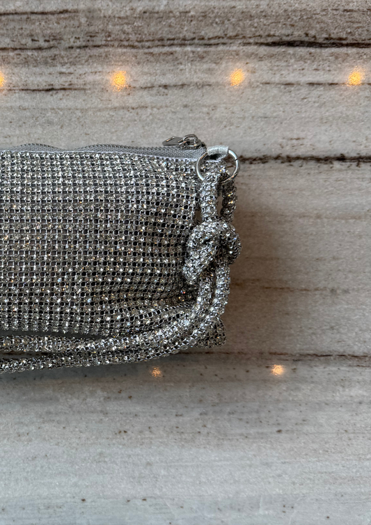 Knotted Crystal Pouch — Silver