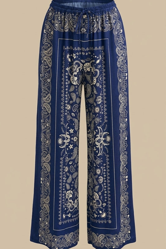 Bandana Print Wide Leg Pants