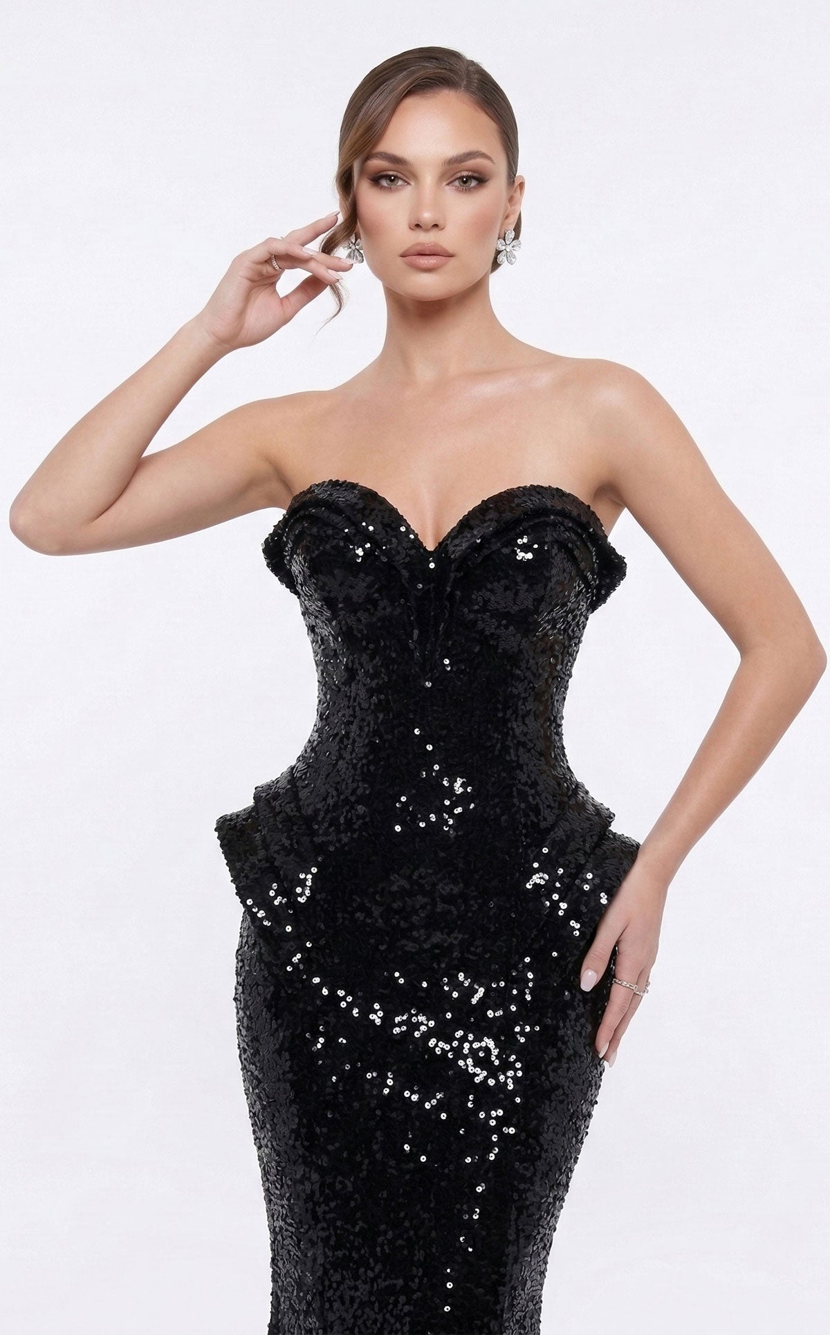 Fouad Sarkis 2263B in Black — sweetheart bodice detail