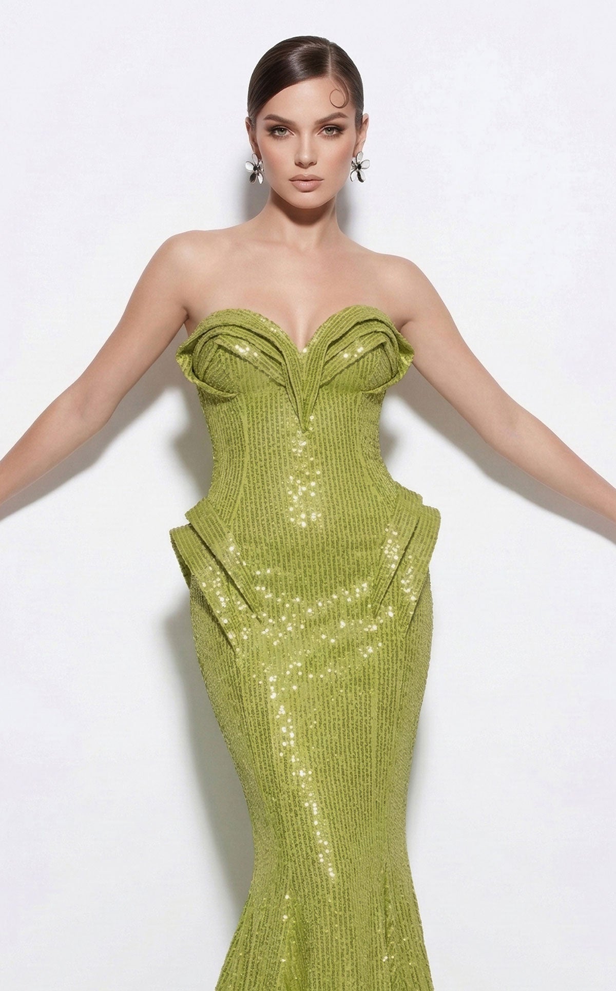 Fouad Sarkis 2263B in Pistache — bodice and waist detail
