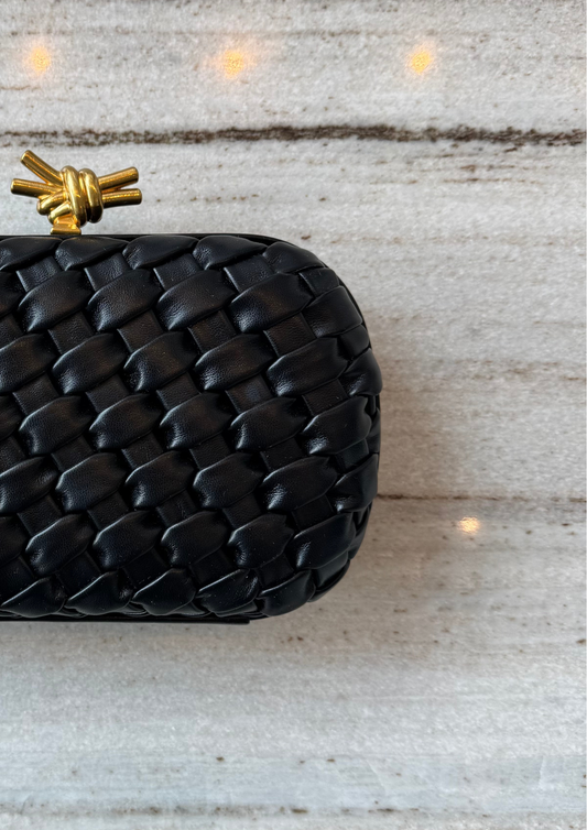 Woven Knot Clutch — Black