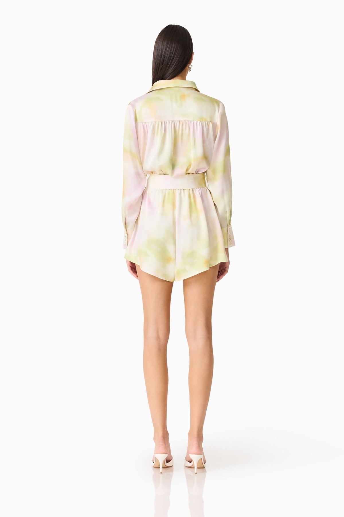 Lova lime multi belted playsuit, back view