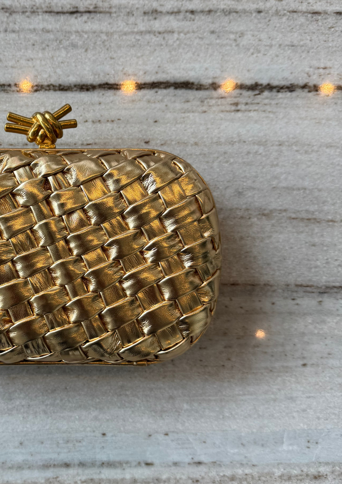 Woven Knot Clutch — Gold