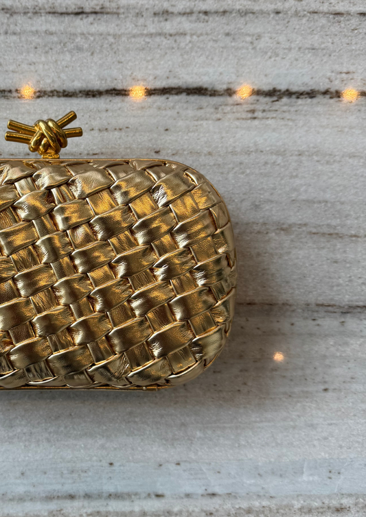Woven Knot Clutch — Gold