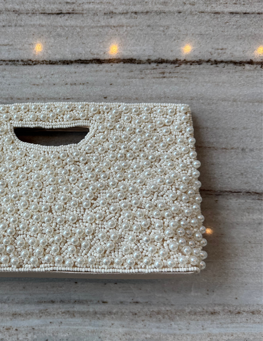 Pearl Top-Handle Clutch — Ivory