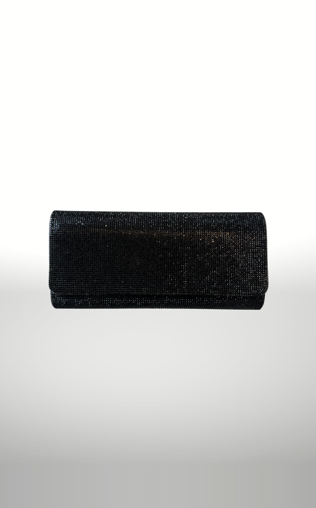 POSH Ateliers black crystal pavé flap clutch