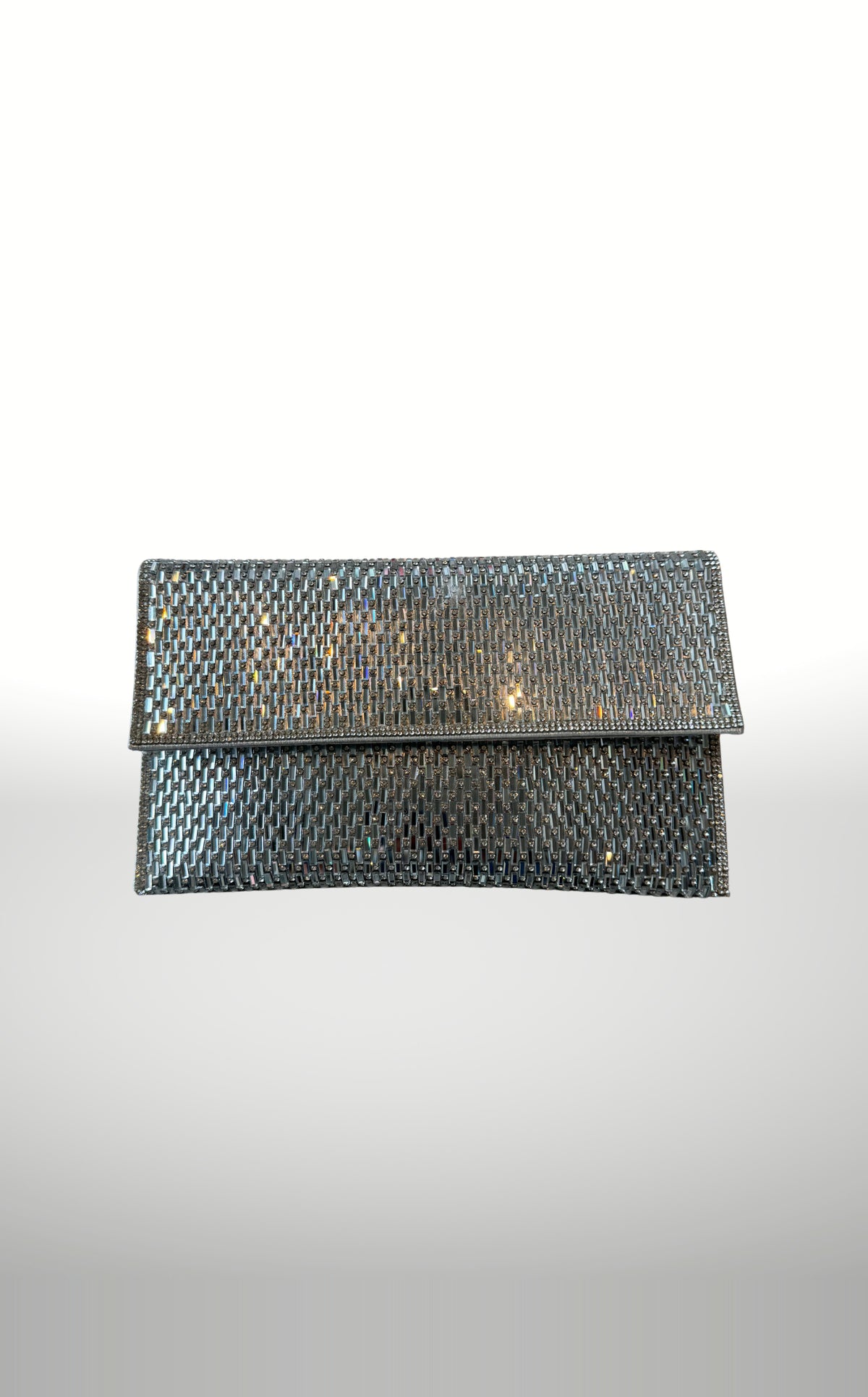 POSH Ateliers silver bugle bead flap clutch