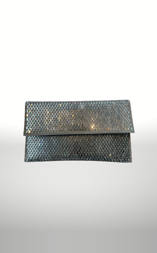 POSH Ateliers silver bugle bead flap clutch