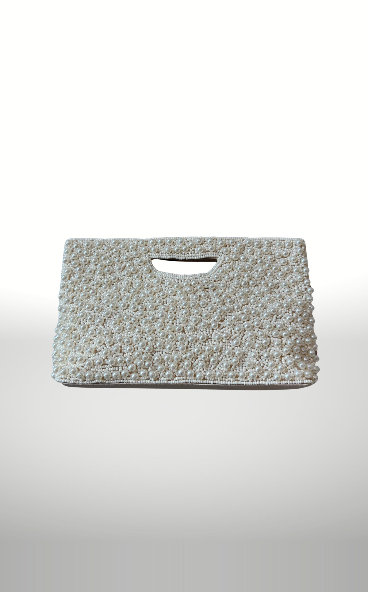 POSH Ateliers ivory pearl beaded top-handle clutch
